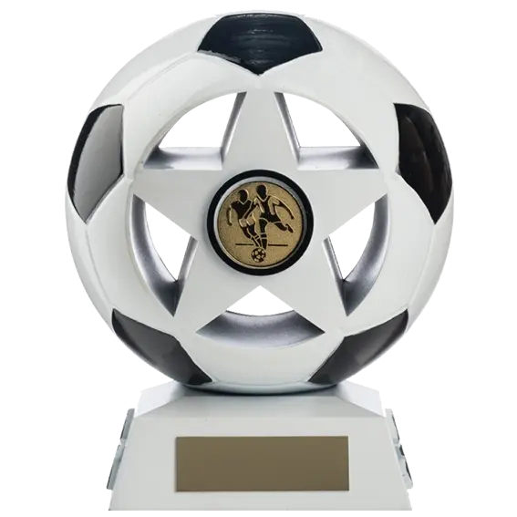 White and black football and star trophy
