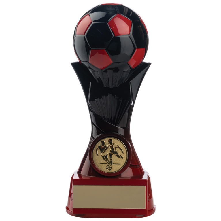 Two Tone Football Ball on Stand  in Black and Red 3 Sizes