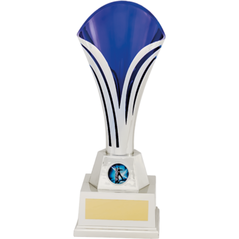 All Activity in Bright Silver with Blue Trim on Marble Base in 4 sizes