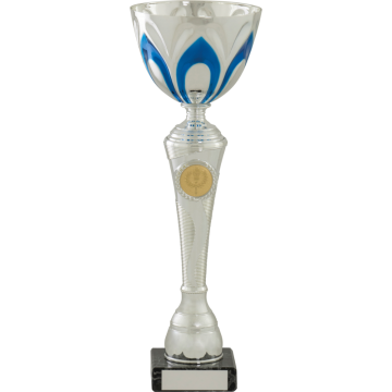 All Activity with Bright Silver Bowl with Blue Trim and Stem with 1" Centre Marble Base in 4 sizes