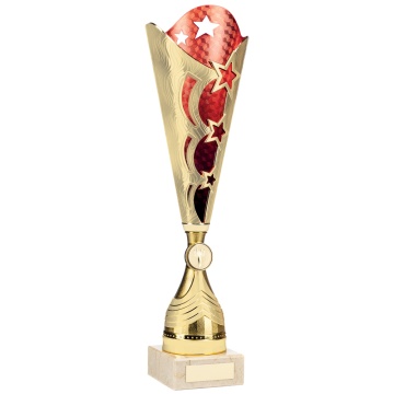Bright Gold and Red  Cup Trophy  in 3 sizes