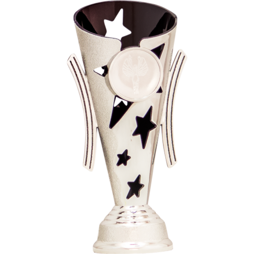 Bright Silver Cup/Riser with Blue Trim and 1