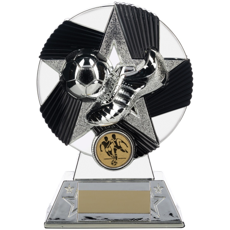 Two Tone Boot and Ball in Bright Silver and Black 3 Sizes