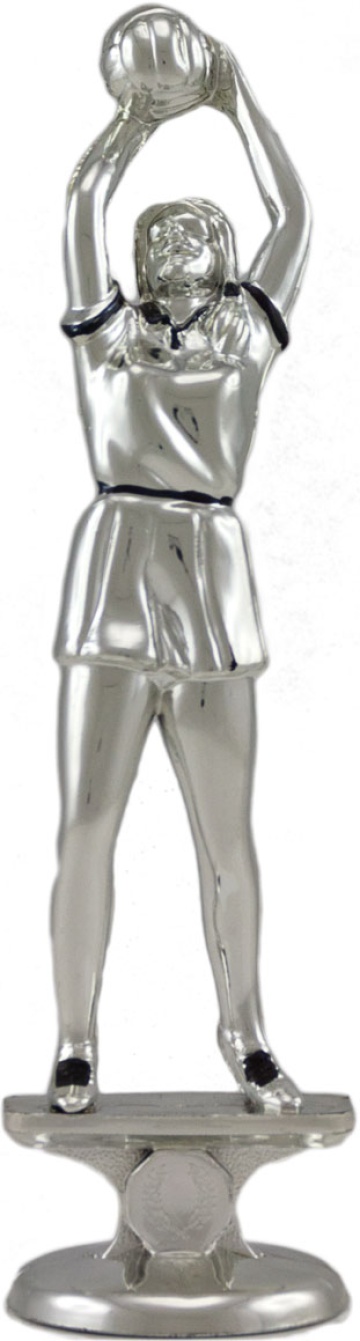 Netball Player in Bright silver with Black trim