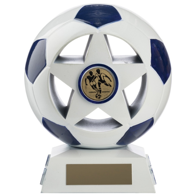 Two Tone Football Ball and Star in White and Blue 7 Colours
