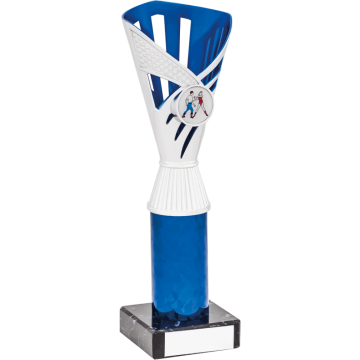 All Activity in Bright Silver with Blue Trim on Marble Base in 6 sizes