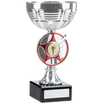 Bright Silver and Red  Cup Trophy  in 3 sizes