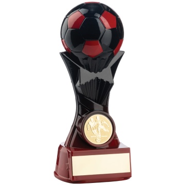 Two Tone Football Ball on Stand  in Black and Red 3 Sizes