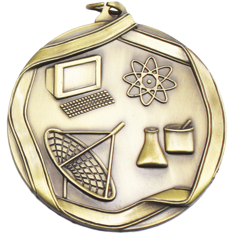 Science Award Medal in Antique Gold Finish 60mm