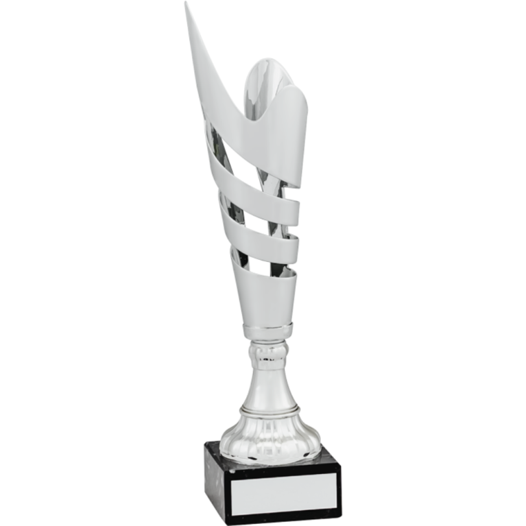 All Activity with Bright Silver Cut Out Cone Bowl with Stem Marble Base in 5 sizes