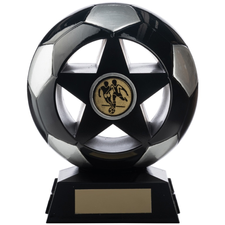 Two Tone Football Ball and Star in Black and  Silver  7 Colours