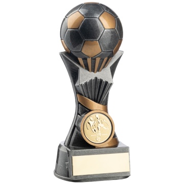 Two Tone Football Ball on Stand  in Ant.Silver  and Gold 3 Sizes