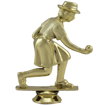 Lawn Bowls Female with Hat in Bright Gold