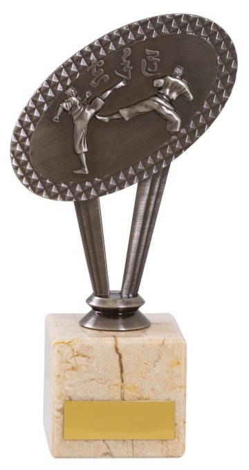 Metal Martial Arts Top on Marble Column 3 sizes 3 colours