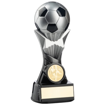 Two Tone Football Ball on Stand  in Ant.Silver and Black 3 Sizes