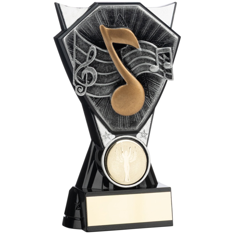 Two Tone Stand  Music Note  in Silver and    Black 4 sizes