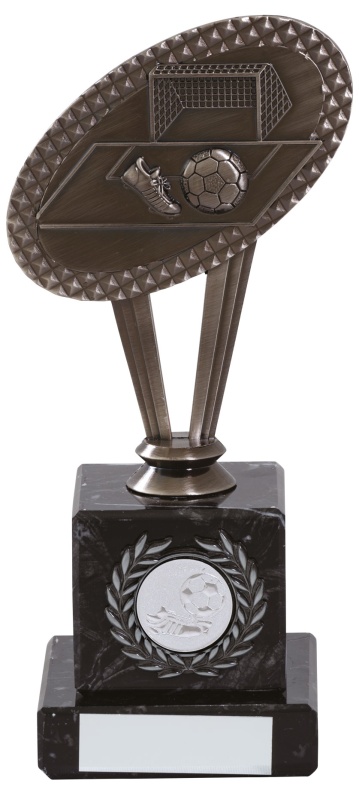 Metal Antique Silver Football top on Marble Base 4 sizes