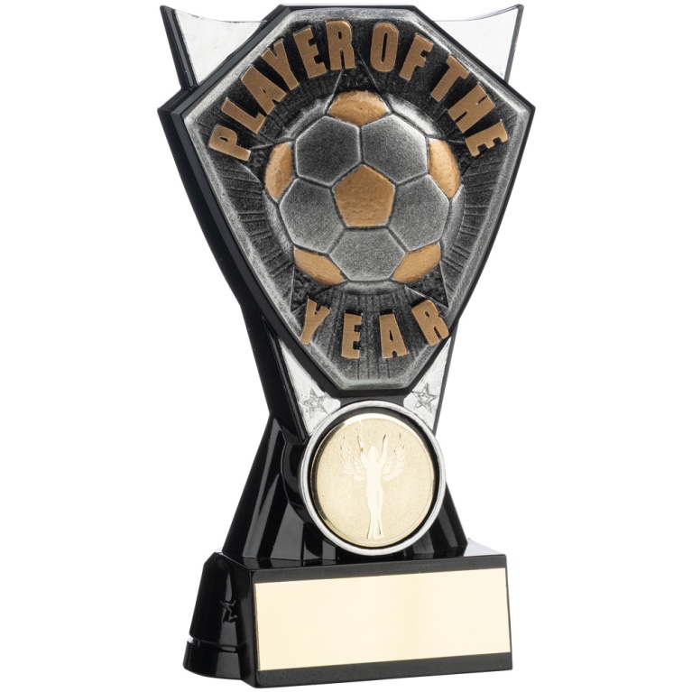 Two Tone  Stand Ant.Silver and Black Football Player of the Year 4 sizes