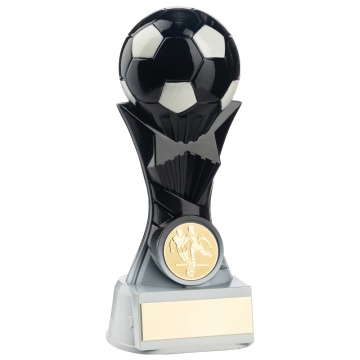 Two Tone Football Ball on Stand  in Black and  Silver 3 Sizes