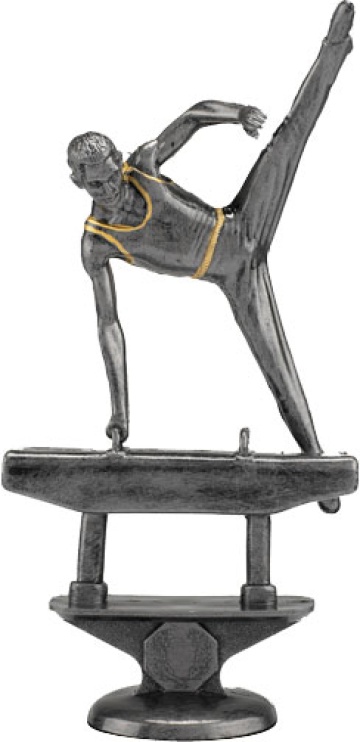 Gymnastics Female in Antique Silver Finish with Gold Trim