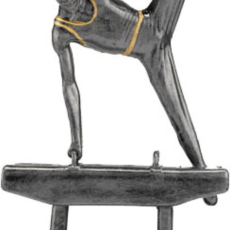 Gymnastics Female in Antique Silver Finish with Gold Trim