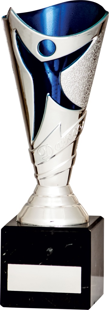 All Activity with Bright Silver Abstract Top with Blue Trim Marble Base in 2 sizes