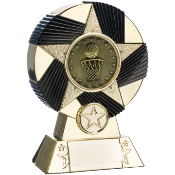 Two Tone Stand  Basketball Ball and Net   Bright Gold and Black 4 sizes