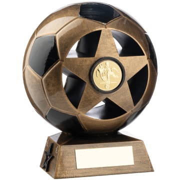 Two Tone Football Ball and Star  Ant Gold  and Black 7 Colours