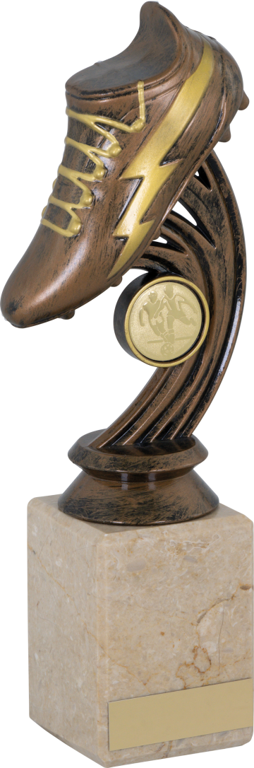 Football Boot on Marble in Antique Bronze with Gold Trim in 4 sizes