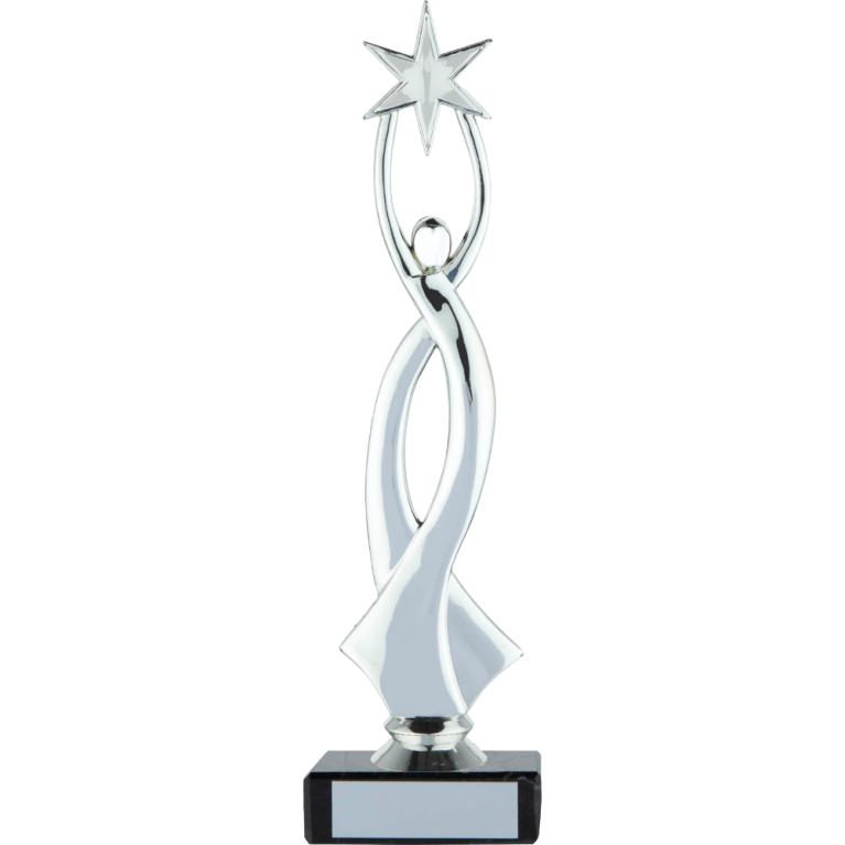 All Activity with Bright Silver Abstract Top with Blue Trim Marble Base in 5 sizes