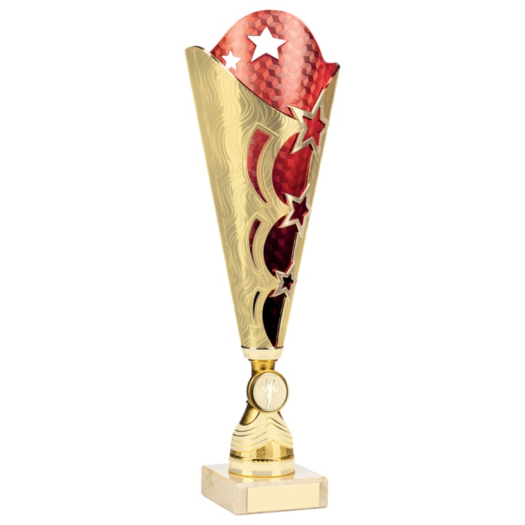 Bright Gold and Red  Cup Trophy  in 3 sizes