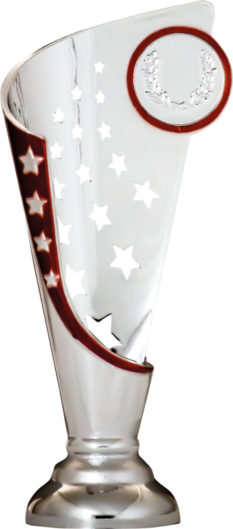 Bright Silver Cup/Riser with Red Trim and 1" Centre 1 sizes