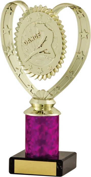 Dance Award Bright Gold Top with Purple Trim on Marble base in 5 sizes