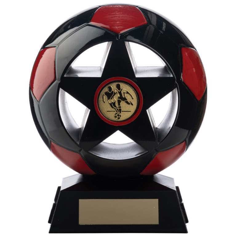 Two Tone Football Ball and Star in Black and  Red 6 Colours