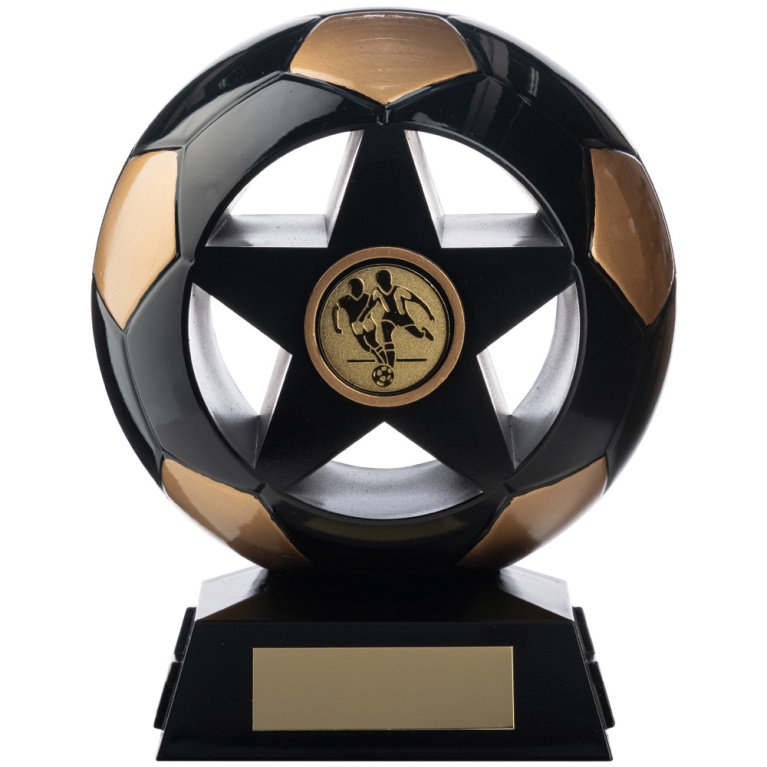 Two Tone Football Ball and Star in Black and  Gold 7 Colours