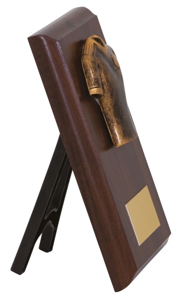 Walnut Finish Plaque with football trim in 2 sizes