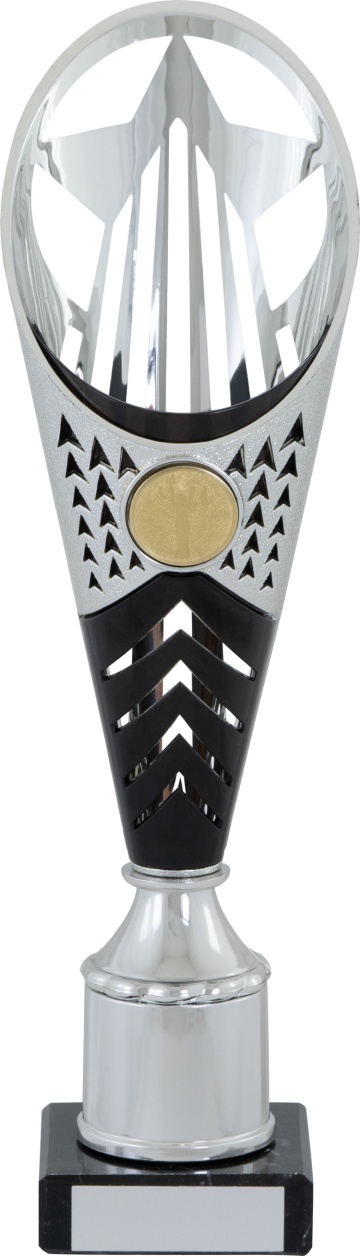 All Activity with Bright Silver Abstract Top with Black Trim on Marble Base in 3 sizes