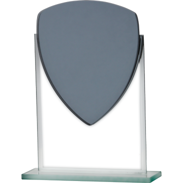 All Activity Prestige Glass Plaque and Base with Grey Trim For Engraving or Printing 3 sizes