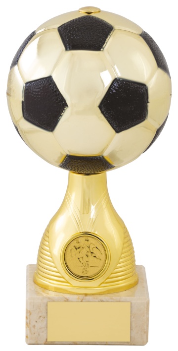Bright Gold Football Ball on stem with Marble Base for 1" centre 3 sizes