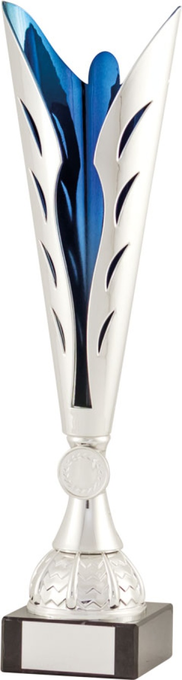 All Activity with Bright Silver Abstract Top with Blue Trim on Marble Base in 4 sizes