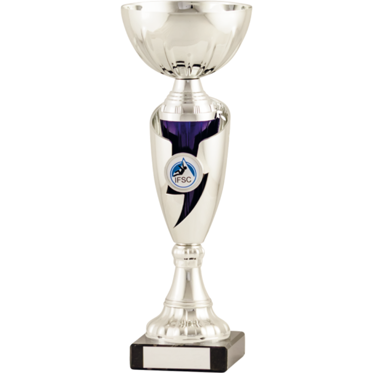 All Activity with Bright Silver Bowl and Stem with Blue Trim with 1" Centre Marble Base in 6 sizes