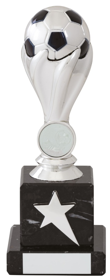 Bright Silver Football top on marble Base for 1" centre 4 sizes