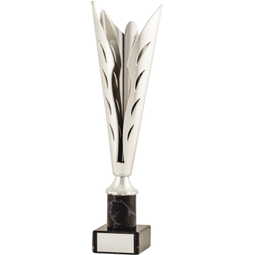 Abstract All Activity with Bright Silver Top with Black Trim and Column on Marble Base in 5 sizes