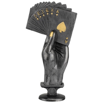 Poker Hand Top in Antique Silver Finish with Gold Trim