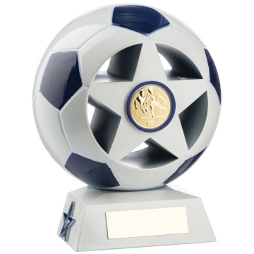 Two Tone Football Ball and Star in White and Blue 7 Colours