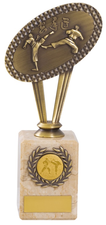 Metal Martial Arts Top on Marble Column 3 sizes 3 colours