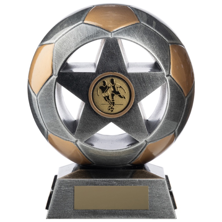 Two Tone Football Ball and Star in  Ant Silver  and Gold 7 Colours