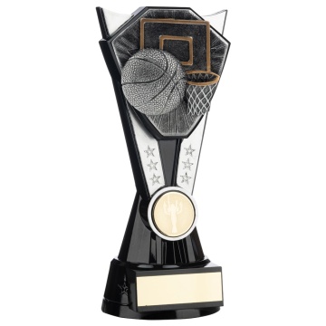 Two Tone Stand  Basketball Ball and Net   Silver and Black 4 sizes