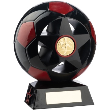 Two Tone Football Ball and Star in Black and  Red 7 Colours
