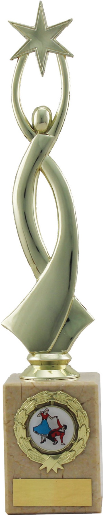 Abstract Figurine in Bright Gold on Marble Base 2 sizes